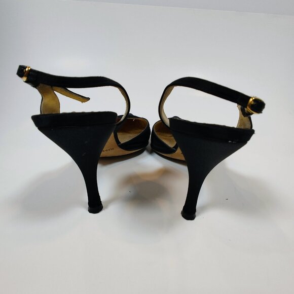 Daniel Barbara Women's 7 1/2 M Black Satin Italian Heels - Picture 8 of 13